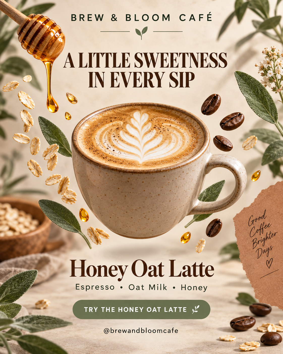 Brew & Bloom Café — Creative Latte Advertisement