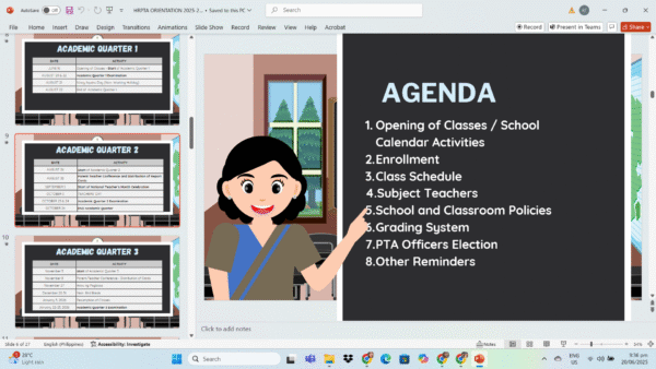 1ST HRPTA MEETING/CLASSROO PARENT ORIENTATION